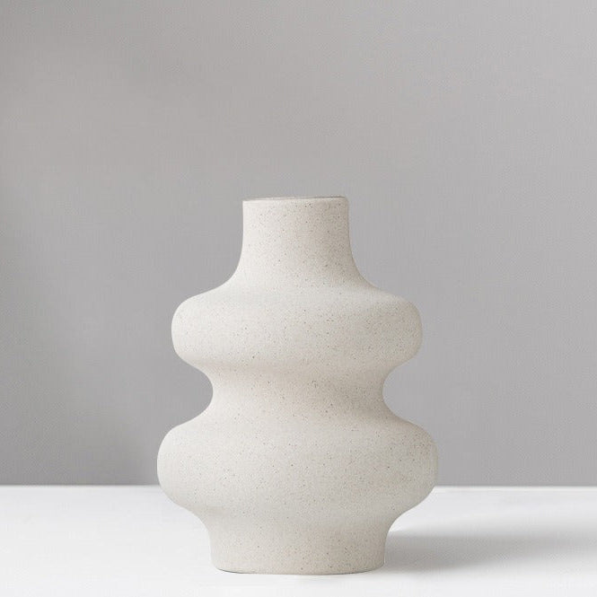Frosted Ceramic Flower Vase with Matte Grain Texture