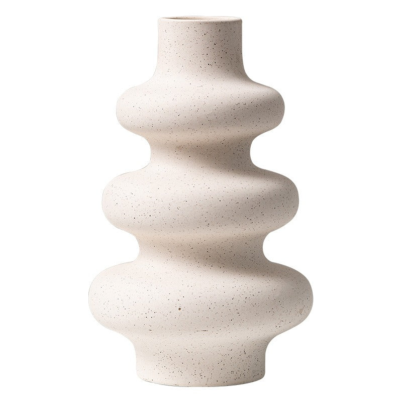 Frosted Ceramic Flower Vase with Matte Grain Texture