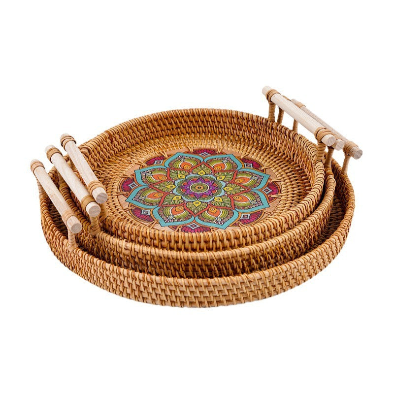Handwoven Rattan Serving Tray - Natural Minimalist Home Essential