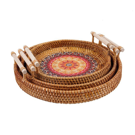Handwoven Rattan Serving Tray - Natural Minimalist Home Essential