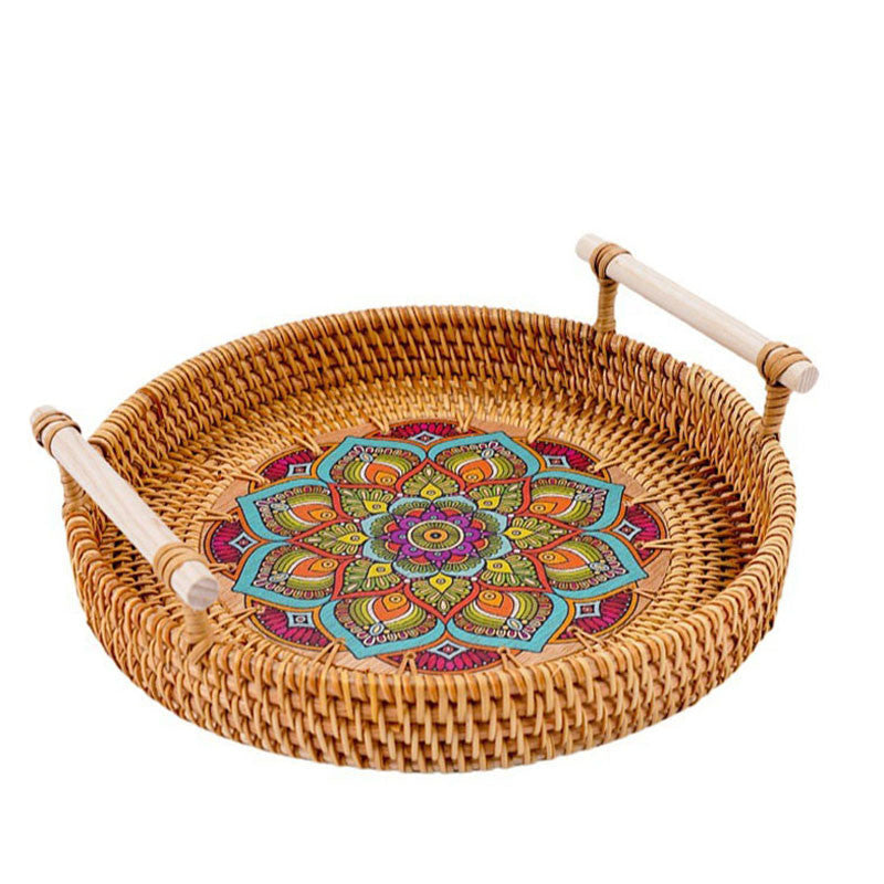 Handwoven Rattan Serving Tray - Natural Minimalist Home Essential