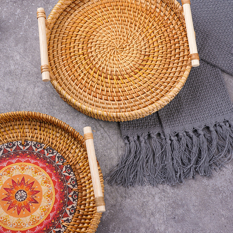 Handwoven Rattan Serving Tray - Natural Minimalist Home Essential