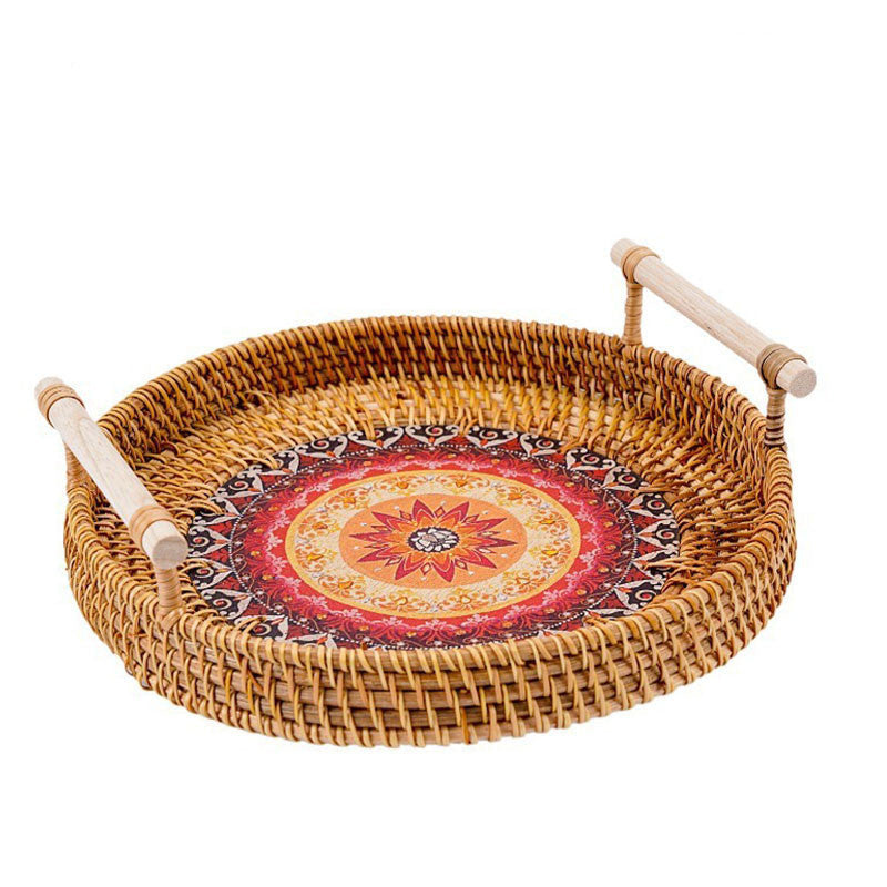 Handwoven Rattan Serving Tray - Natural Minimalist Home Essential